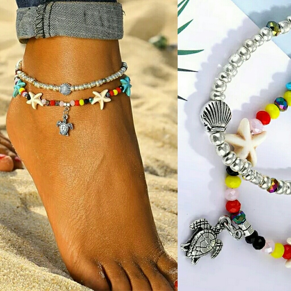 LAST 1! Double Beaded Charm Ankle Bracelet/Anklet - Picture 3 of 4